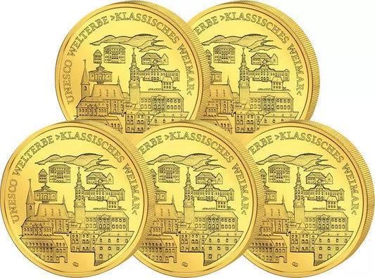 5 x 100 euros République fédérale d'Allemagne Site du patrimoine mondial de l'UNESCO Weimar classique 2006 État neuf (A-J)