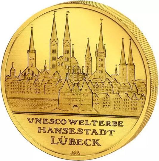 Pièce de 100 euros, République fédérale d'Allemagne, site du patrimoine mondial de l'UNESCO, ville hanséatique de Lübeck, 2007, état neuf