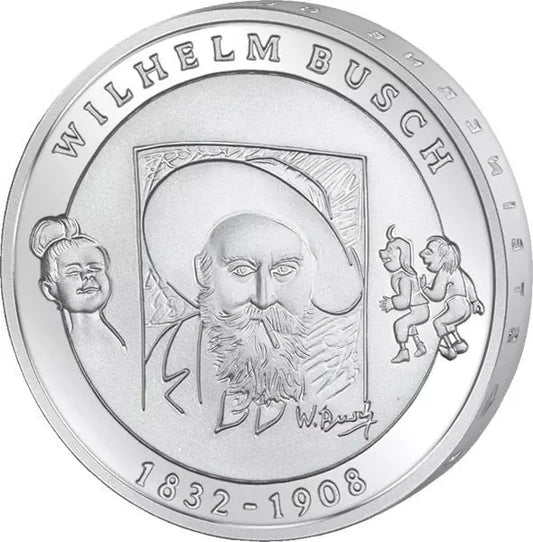Pièce de 10 euros, République fédérale d'Allemagne, 175e anniversaire de Wilhelm Busch, 2007 (preuve)