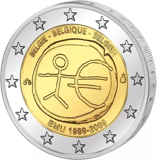 Pièce de 2 euros, 10 ans, émission conjointe WWU, état neuf, Belgique