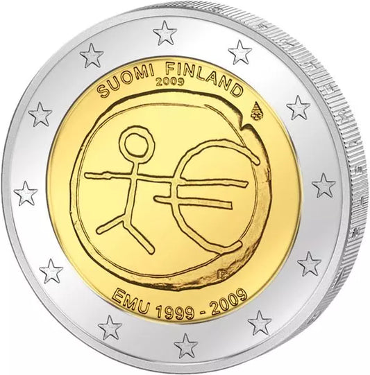 Pièce de 2 euros commémorant les 10 ans de la WWU (émission conjointe), en parfait état (Finlande)