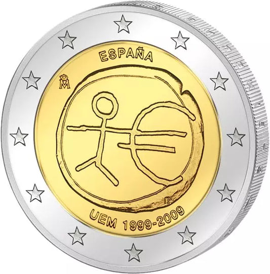 Pièce de 2 euros, 10 ans, émission conjointe WWU, état neuf, Espagne