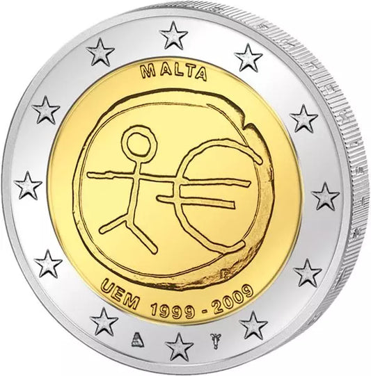 Pièce de 2 euros, commémorant les 10 ans de la WWU (émission conjointe), en parfait état, Malte