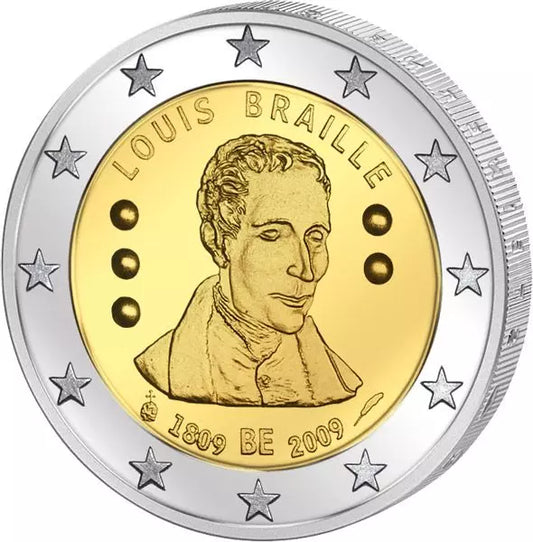 2 euros Belgique 200e anniversaire de Louis Braille 2009