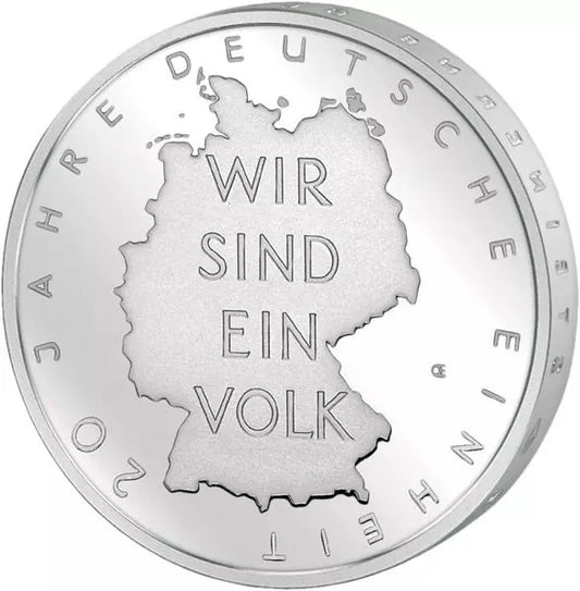Pièce de 10 euros, République fédérale d'Allemagne, 20 ans d'unité allemande, 2010, état neuf