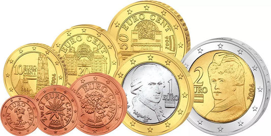Ensemble de pièces de monnaie autrichiennes en euros
