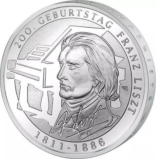 Pièce de 10 euros, République fédérale d'Allemagne, 200e anniversaire de la naissance de Franz Liszt, 2011, état neuf