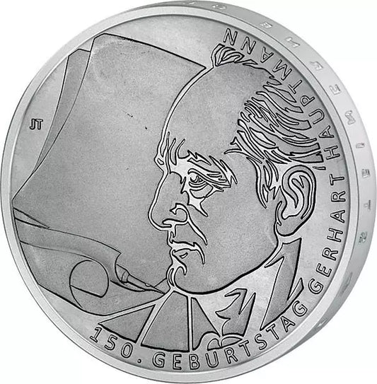 Pièce de 10 euros, République fédérale d'Allemagne, 150e anniversaire de Gerhart Hauptmann, 2012, état neuf