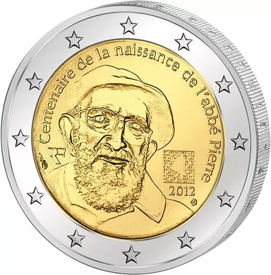 2 euros France 100e anniversaire de l'abbé Pierre 2012