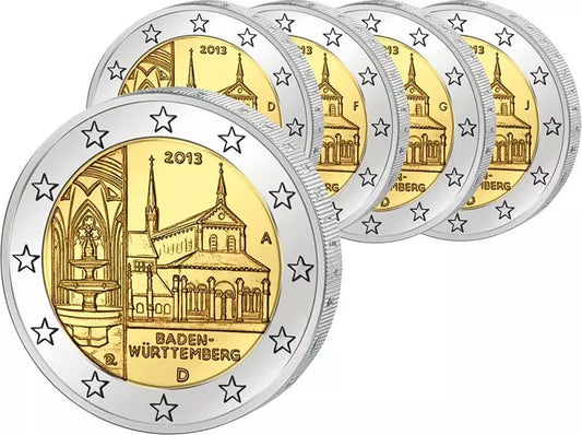 5x2 Euro République fédérale d'Allemagne Bade-Wurtemberg Monastère de Maulbronn 2013 état neuf (A - J)