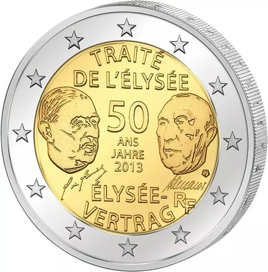 2 euros France 50e anniversaire du traité de l'Élysée 2013