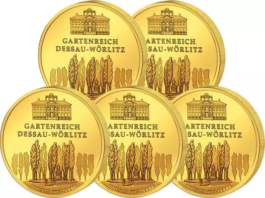 Pièce de 100 euros, République fédérale d'Allemagne, site du patrimoine mondial de l'UNESCO, Jardin de Dessau-Wörlitz, 2013, état neuf