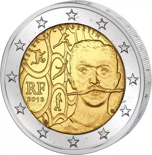 2 euros France 150e anniversaire de Pierre de Coubertin 2013