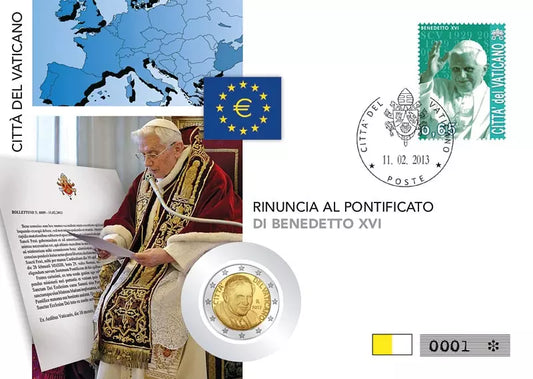 Lettre numismatique de 2 euros : Annonce du Vatican concernant la démission du pape Benoît XVI (2012)