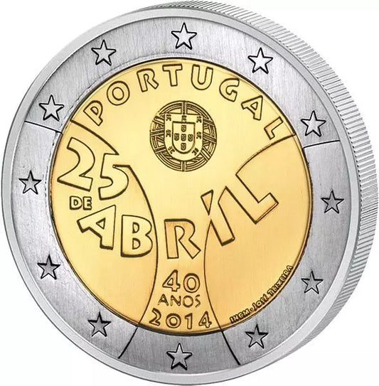2 euros Portugal 40e anniversaire de la Révolution des Œillets 2014