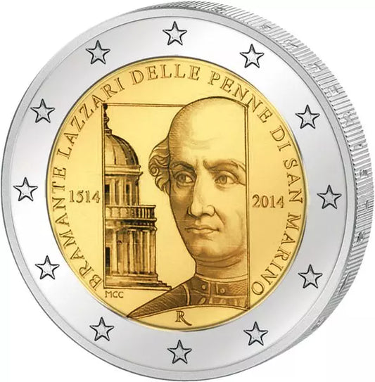 2 euros Saint-Marin 500ème anniversaire de la mort de Donato Bramante 2014