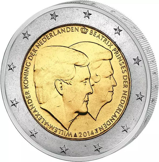 2 euros Pays-Bas Double portrait Willem-Alexander et Beatrix 2014