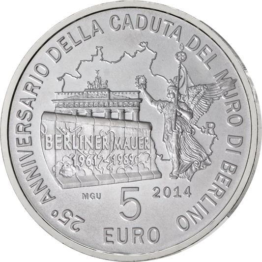 5 euros Saint-Marin 25e anniversaire de la chute du mur de Berlin 2014