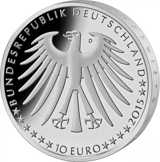 Pièce commémorative de 10 euros, Allemagne, Contes de Grimm, La Belle au bois dormant, 2015, qualité Fleur de Coin