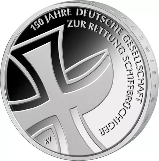Pièce de 10 euros, République fédérale d'Allemagne, 150 ans du Service allemand de recherche et de sauvetage maritime, 2015, état neuf