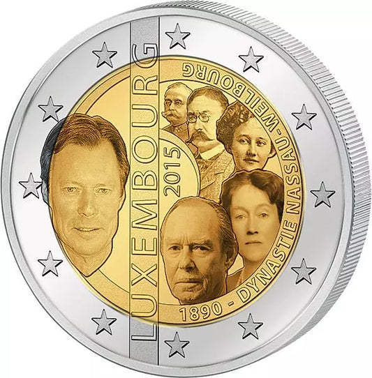 2 euros Luxembourg 125ème anniversaire de la dynastie Nassau-Weilburg 2015