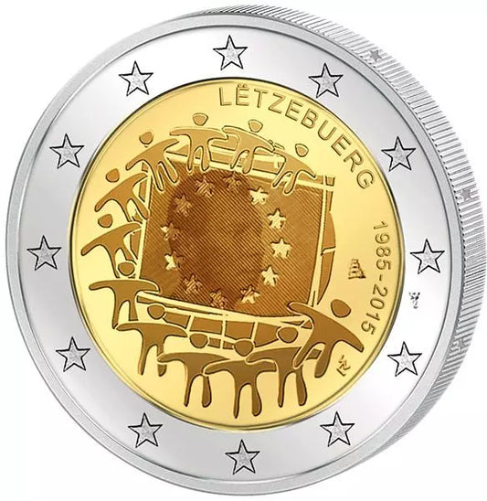 Pièce de 2 euros Luxembourg 30 ans du drapeau européen Émission conjointe de tous les pays 2015 État neuf
