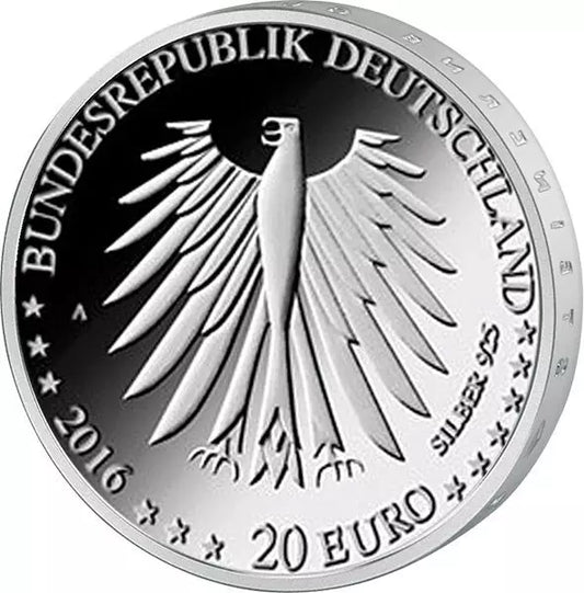 Pièce de 20 euros d'Allemagne, Contes de Grimm, Le Petit Chaperon rouge, 2016, état neuf