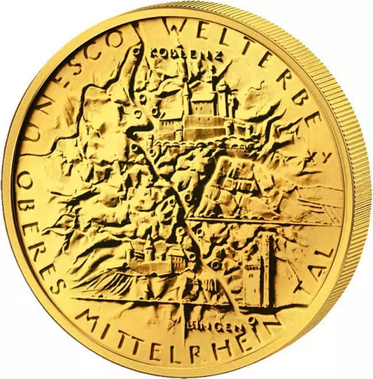 Pièce de 100 euros République fédérale d'Allemagne Patrimoine mondial de l'UNESCO Vallée du Haut-Rhin moyen 2015 État neuf