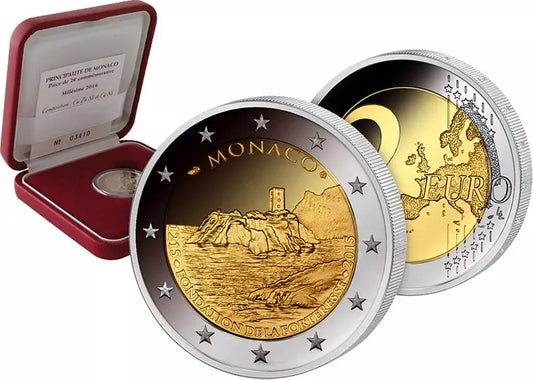 2 euros Monaco 800e anniversaire de la construction du premier château sur le Rocher de Monaco 2015