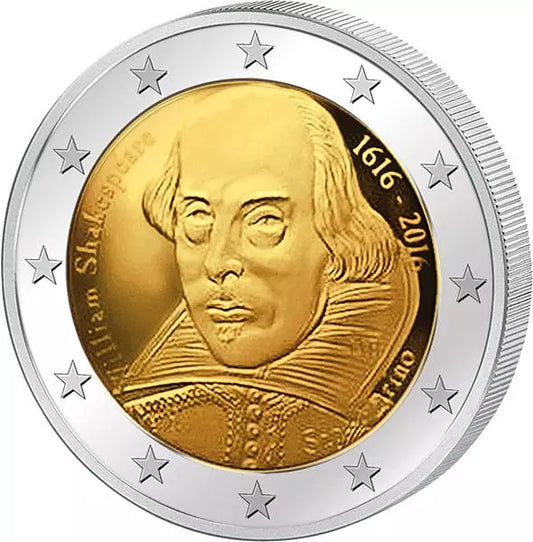 2 euros Saint-Marin 400e anniversaire de la mort de William Shakespeare 2016