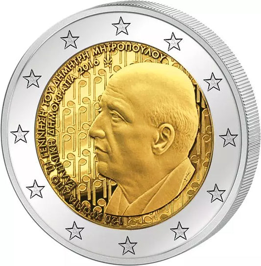 2 euros Grèce 120e anniversaire de Dimitri Mitropoulos 2016