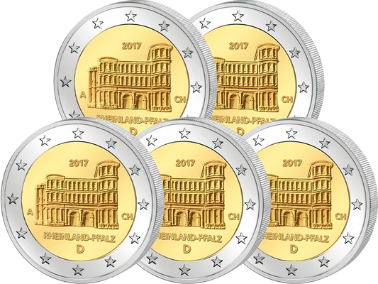 5 x 2 euros Allemagne Rhénanie-Palatinat Porta Nigra 2017 état neuf (A - J)
