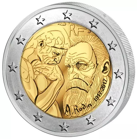 2 euros France 100e anniversaire de la mort d'Auguste Rodin 2017