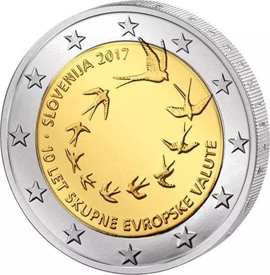 2 Euro Slovénie 10e anniversaire de l'introduction de l'Euro 2017 en Slovénie