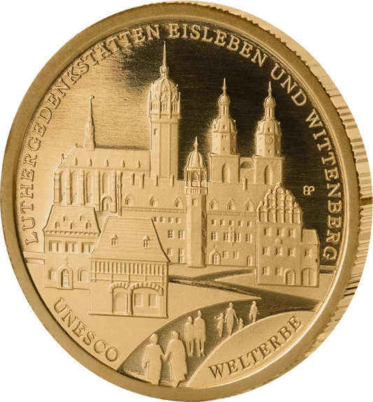 100 euros pour la République fédérale d'Allemagne, sites inscrits au patrimoine mondial de l'UNESCO : mémoriaux de Luther à Wittenberg et Eisleben, 2017