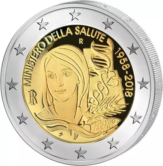 2 euros Italie 60e anniversaire de la fondation du ministère de la Santé 2018