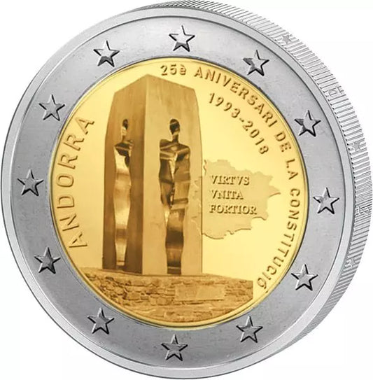 2 euros Andorre 25 ans de Constitution 2018