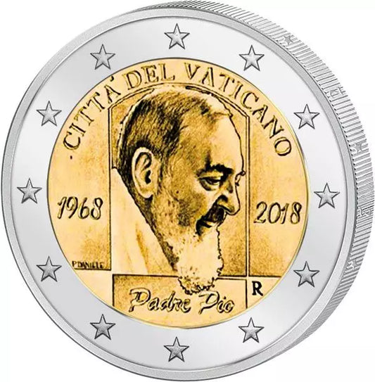 2 euros Vatican 50e anniversaire de la mort de Padre Pio 2018