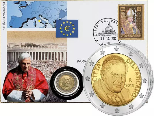 Lettre numismatique du Vatican de 2 euros - En mémoire du pape Benoît XVI.