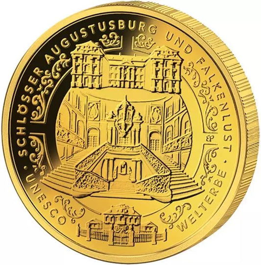 100 euros pour le site du patrimoine mondial de l'UNESCO des châteaux d'Augustusburg et de Falkenlust à Brühl, en Allemagne, 2018