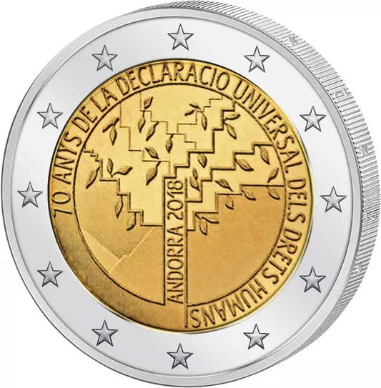 2 euros Andorre 70e anniversaire de la Déclaration universelle des droits de l'homme 2018