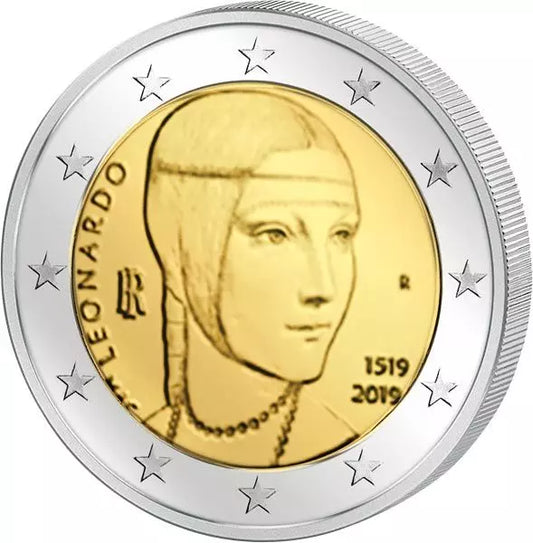 2 euros Italie 500e anniversaire de la mort de Léonard de Vinci 2019