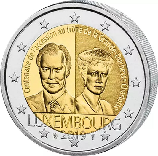 2 euros Luxembourg 100e anniversaire de l'accession au trône de la grande-duchesse Charlotte 2019