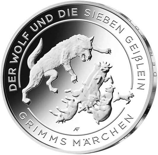 Pièce de 20 euros d'Allemagne, Le Loup et les Sept Chevreaux, 2020, état neuf