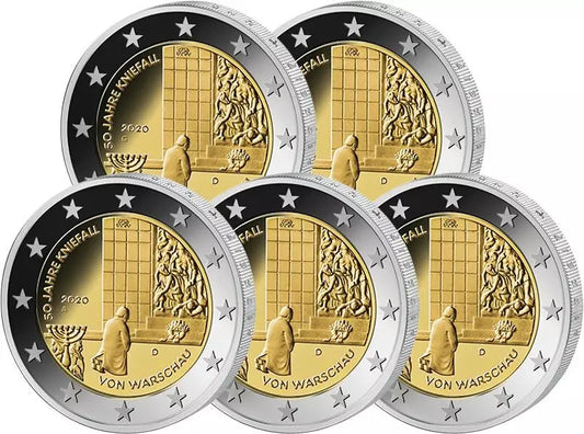 5x2 euros Allemagne 50e anniversaire de la génuflexion de Varsovie 2020 État neuf (A - J)