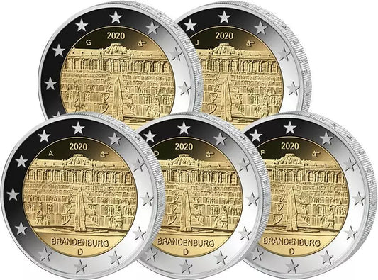 5 x 2 euros Allemagne Brandebourg Palais de Sanssouci 2020 Épreuve (A-J)