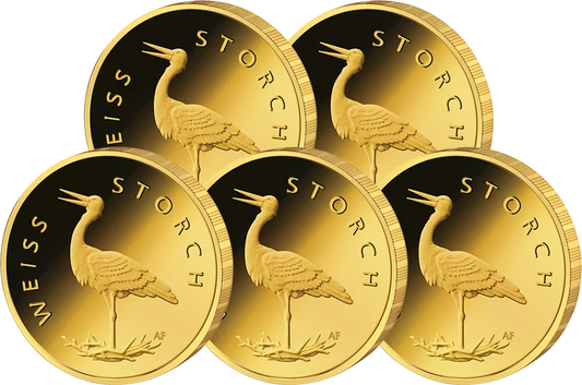 5 x 20 euros Allemagne Oiseaux indigènes Cigogne blanche 2020 État neuf (A - J)